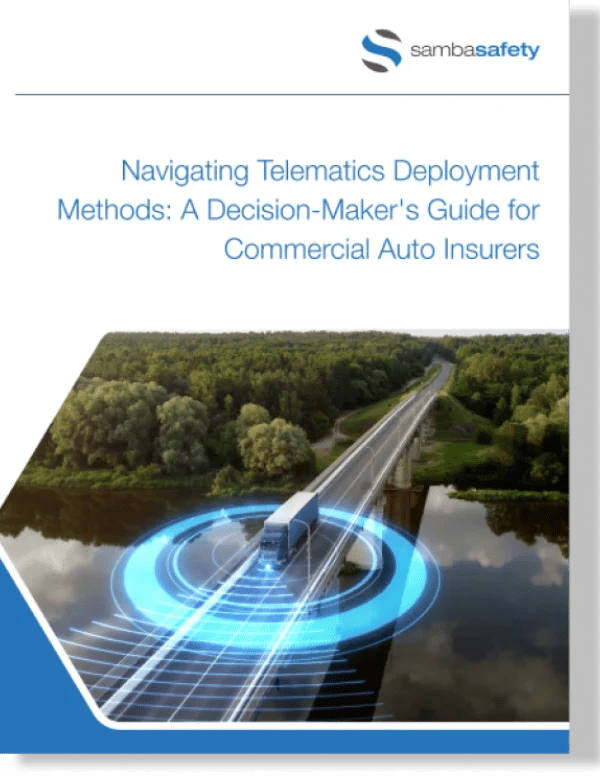 Graphic for SambaSafety's Guide: Navigating Telematics Deployment Methods: A Decision-Maker's Guide for Commercial Auto Insurers